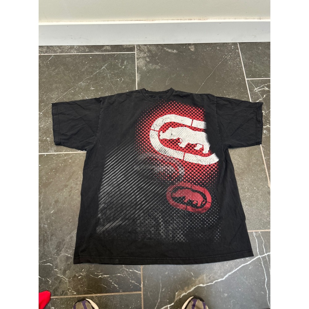 Ecko Unltd Mens 2XL Black Red Graphic Rhino Logo T-Shirt Streetwear Y2K Tee